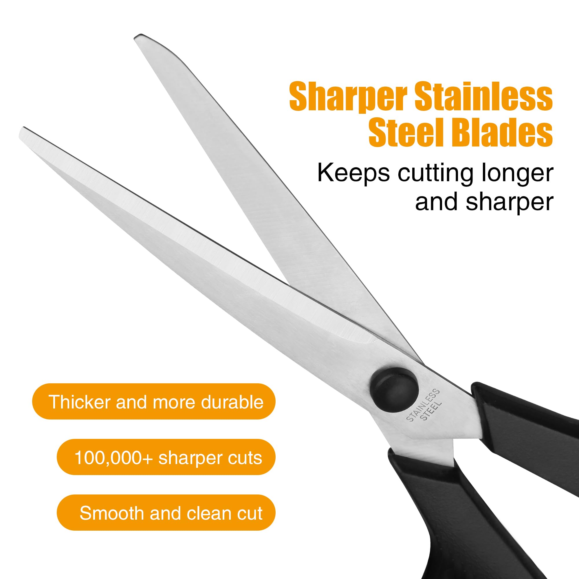 Scissors 3-Pack, 8'' Multipurpose Scissor with Thick and Sharp